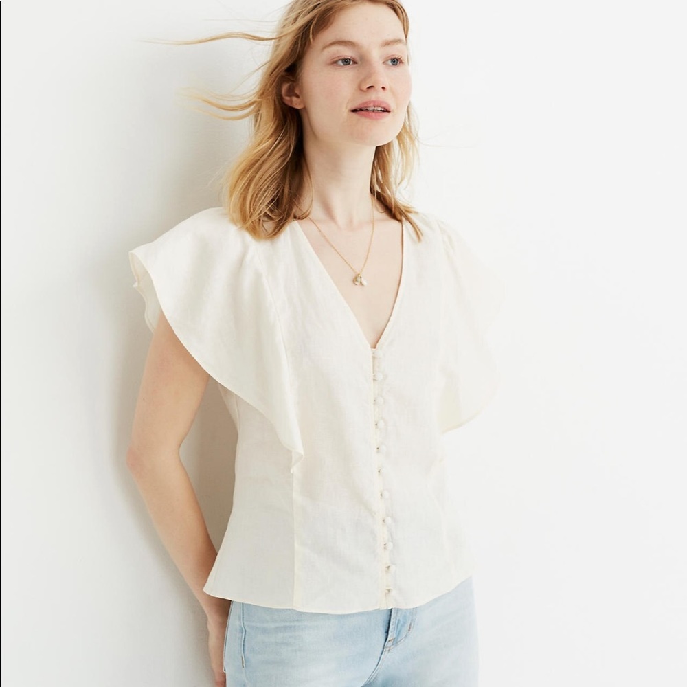 Madewell White Linen Top